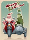 Santa biker on motorcycle Royalty Free Stock Photo