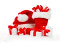 Santa Boot, Cap and Gifts Royalty Free Stock Photo