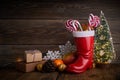 Santa boots with sweets and gifts for St. Nicholas Day on December 6th.