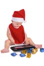 Santa boy searching on a tablet