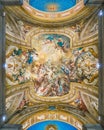 Frescoed vault with `The Glory of St Bridget` by Biagio Puccini, in the Church of Santa Brigida, in Rome, Italy. Royalty Free Stock Photo