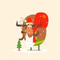 Santa Bull with Beard. Vector Illustration