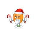 Santa with candy apricot fruit in the cartoon shape Royalty Free Stock Photo