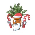 Santa with candy baston stem spreads on cartoon stem