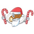 Santa with candy cannoli in the a cartoon shape