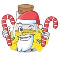 Santa with candy canola seed oil on a cartoon