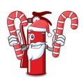 Santa with candy fire extinguisher mascot cartoon