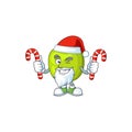 Santa with candy granny smith apple character for health mascot Royalty Free Stock Photo