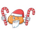 Santa with candy hamburger bun mascot cartoon