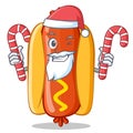 Santa With Candy Hot Dog Cartoon Character