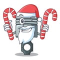 Santa with candy miniature piston in the cartoon shape