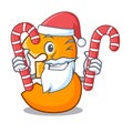 Santa with candy number three isolated on the mascot Royalty Free Stock Photo