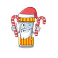 Santa with candy popcorn vending machine in mascot shape