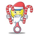 Santa with candy rattle toy mascot cartoon