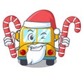 Santa with candy school bus mascot cartoon