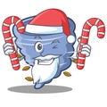 Santa with candy tornado character cartoon style