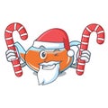 Santa with candy transparent teapot character cartoon Royalty Free Stock Photo