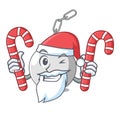Santa with candy wrecking ball attached character on hitting Royalty Free Stock Photo