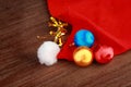 Santa cap and decorative objects Royalty Free Stock Photo
