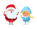 Santa Carry Snow Maiden on Sleigh Vector Character Royalty Free Stock Photo