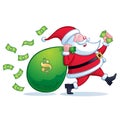 Santa Carrying Large Bag of Money