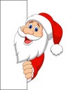 Santa cartoon with blank sign