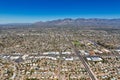 Santa Catalina Mountains provide the backdrop in this aerial photo of Tucson, Arizona Royalty Free Stock Photo