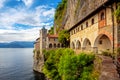 Monastery of Santa Caterina del Sasso on Lago Maggiore Lake, Italy Royalty Free Stock Photo