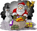 Santa Checking his Bag of Gifts Royalty Free Stock Photo