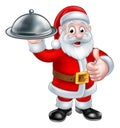 Santa Christmas Cartoon Holding Food Platter