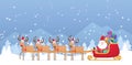 Santa and Christmas Reindeer on Snow Royalty Free Stock Photo