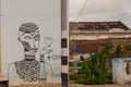 Santa Clara, Cuba: The house on which the drawing is made paints. Graffiti on the building.