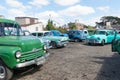 American classic cars parked in Santa Clara city. Cuba Royalty Free Stock Photo