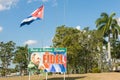 Poster with image of Fidel Castro and Cuban flag in Santa Clara, Cuba