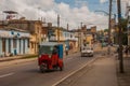 Santa Clara, Cuba: Taxi-motorcycle to transport people in Cuba.