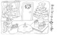 Santa Claus and the ace decorate, christmas tree chine coloring humorous children
