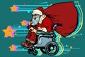 Santa Claus is an active wheelchair user disabled. Christmas and New year Royalty Free Stock Photo