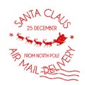 Santa Claus air mail delivery sign or stamp