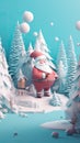 Santa Claus in amazing fairy christmas and magical forest. Christmas sale. Holiday background. AI generative