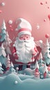 Santa Claus in amazing fairy christmas and magical forest. Christmas sale. Holiday background. AI generative