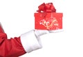 Santa Claus arm with present