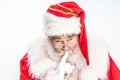 Santa Claus asking to be quiet,silence and secret concept Royalty Free Stock Photo