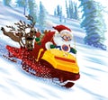 Santa Claus astride a snowmobile Royalty Free Stock Photo