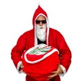 Santa Claus with bag full of money Royalty Free Stock Photo