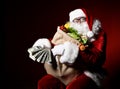 Santa Claus with a bag full of vegetables and fruits Royalty Free Stock Photo