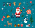 Santa Claus with a bag of gifts. Set for Christmas and New Year. Royalty Free Stock Photo