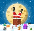 Santa claus with bag with gifts in house chimney Royalty Free Stock Photo