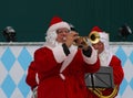 Santa Claus band performs Christmas carols in Park Gorkogo in Moscow.