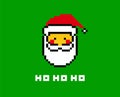 Santa Claus banner. Ho ho ho. Merry Christmas and Happy New Year pixel art