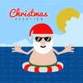 Santa claus on a beach. Christmas summer vacation Royalty Free Stock Photo